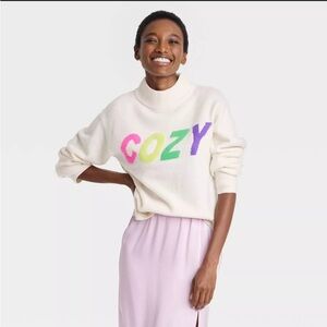 A new day COZY Graphic mock neck sweater